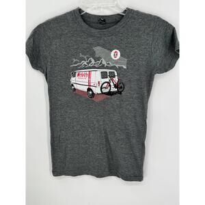 Graphic Van & Bike Print T-Shirt Medium Gray Cotton Blend Norco